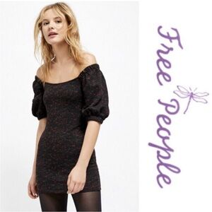 🎄FIRM PRICE🎄Free People Sunset Mini Dress Print Puff Sleeves